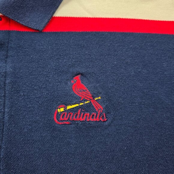 St Louis Cardinals Polo Shirt Mens Large Striped Vintage 90s MLB Baseball Sports - Picture 3 of 10